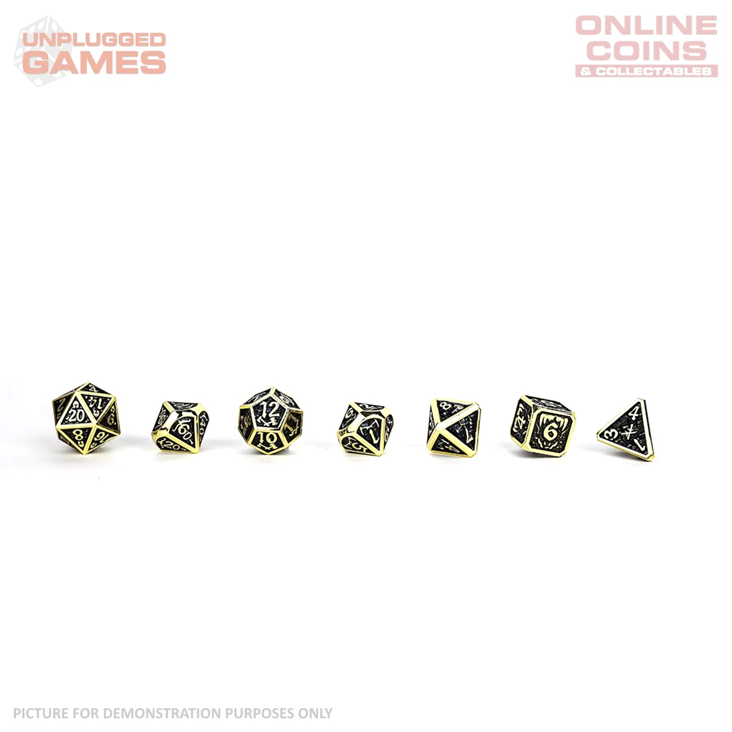 LPG Dice Set - Metal RPG Draco Bright Black/Gold
