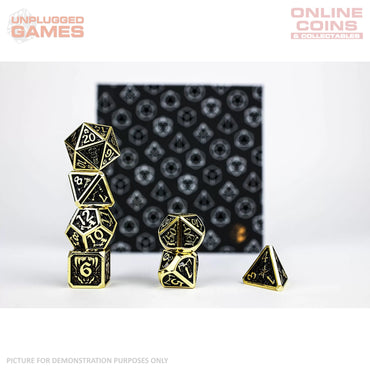 LPG Dice Set - Metal RPG Draco Bright Black/Gold