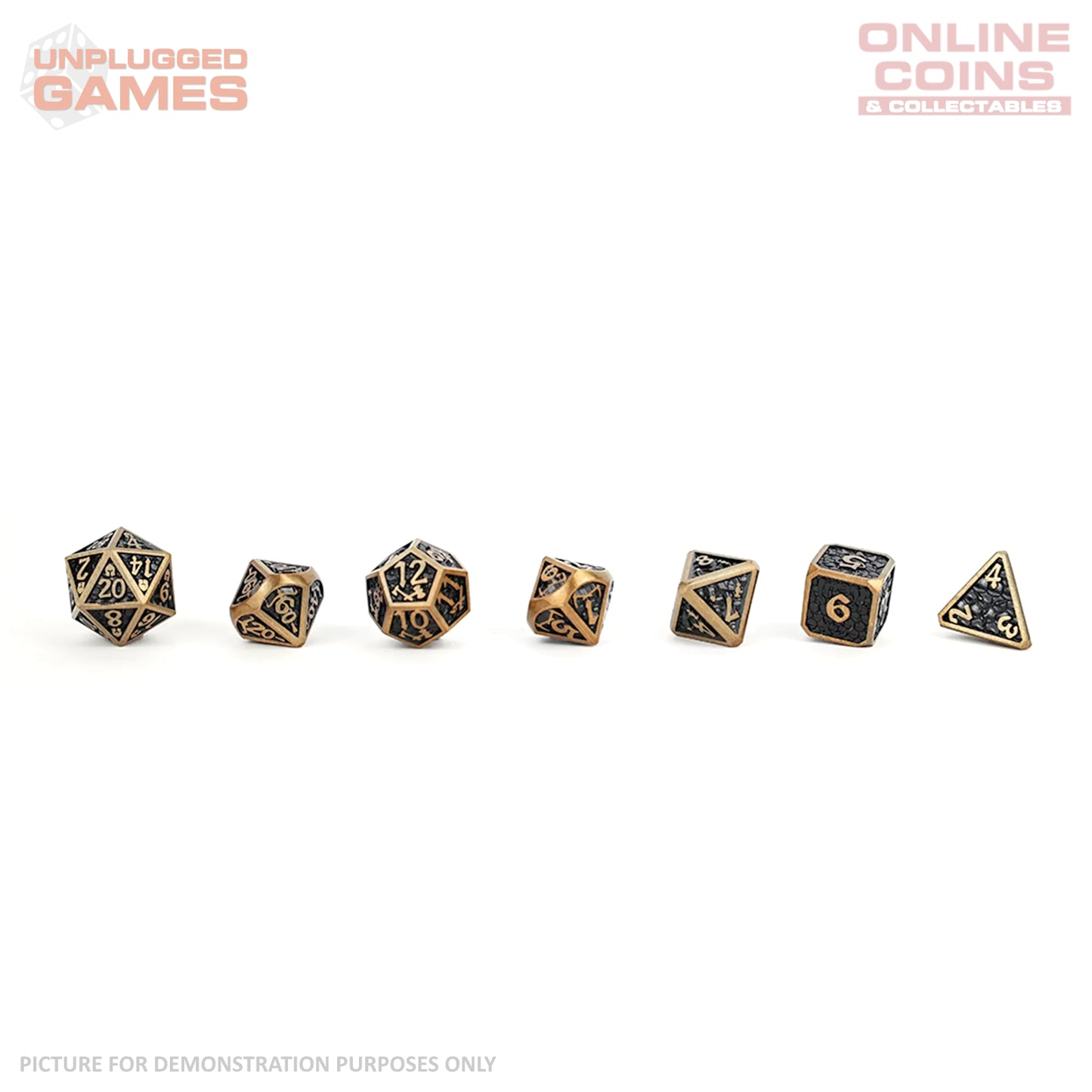 LPG Dice Set - Metal RPG Draco Dark Black/Gold