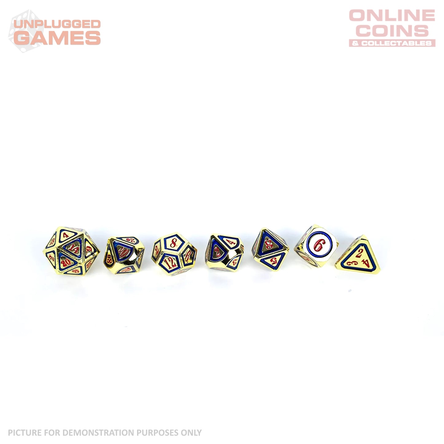 LPG Dice Set - Metal RPG Concentric Red/Blue/Gold