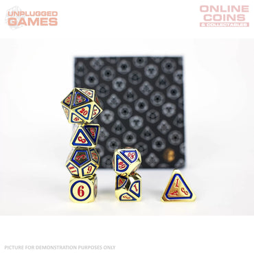 LPG Dice Set - Metal RPG Concentric Red/Blue/Gold