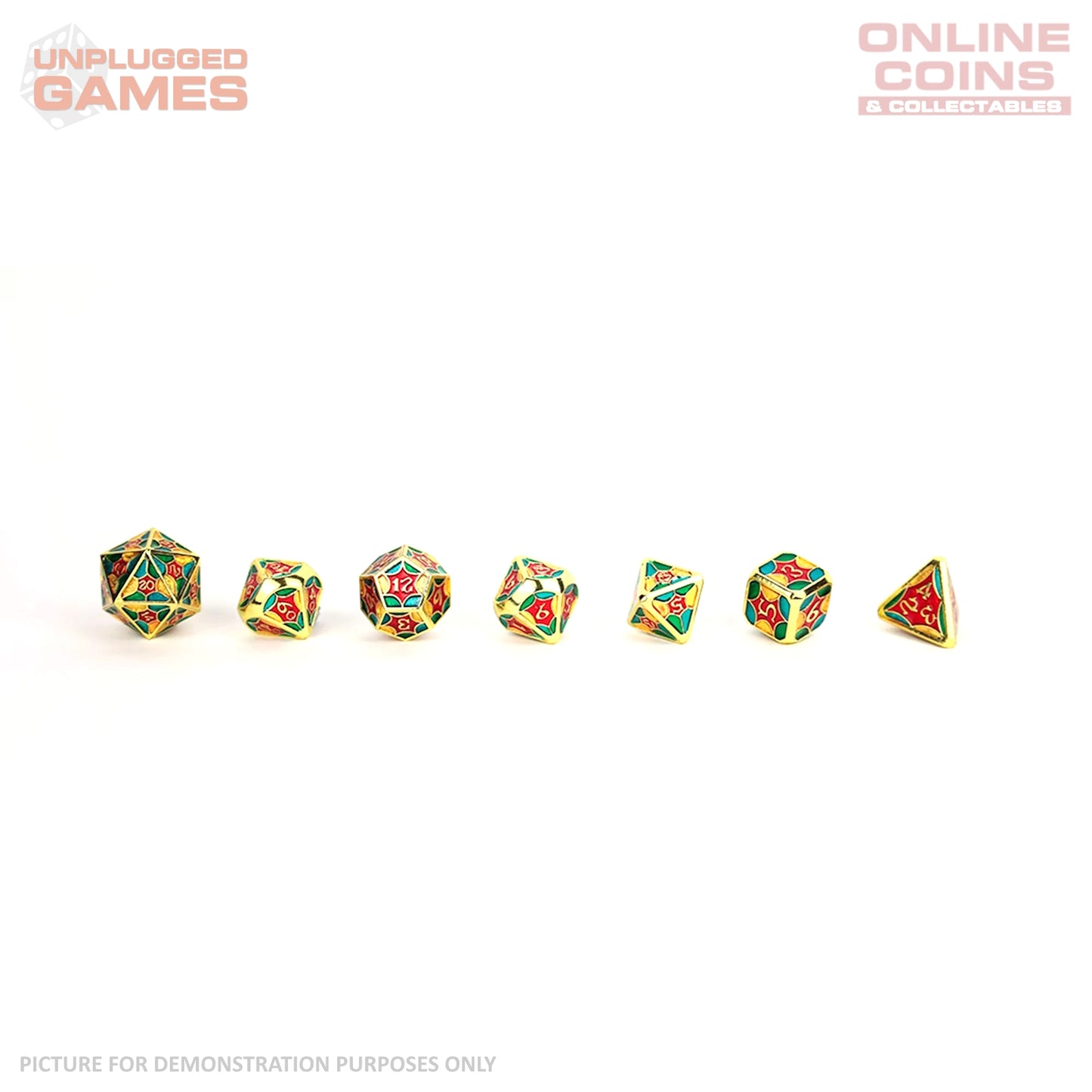 LPG Dice Set - Metal RPG Leadlight 4 Colour/Gold