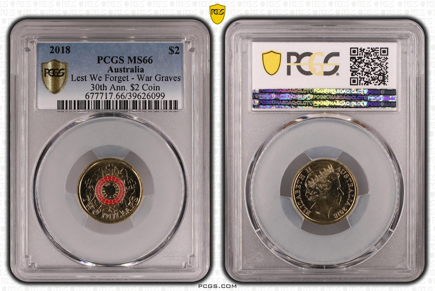 2018 $2 30th Anniversary - Lest We Forget - PCGS Graded Coin MS66