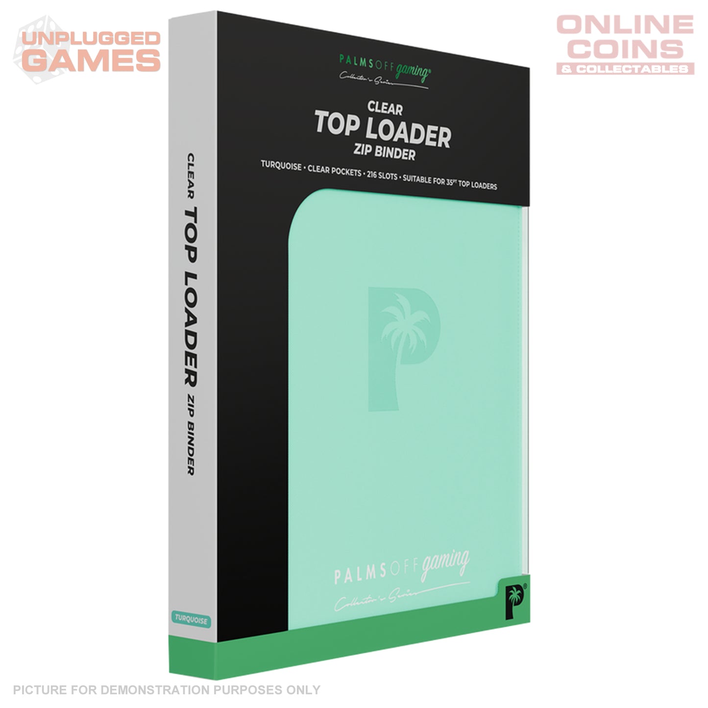 Palms Off Gaming Collector's Series Top Loader Zip Binder - 9 Pocket - TURQUOISE