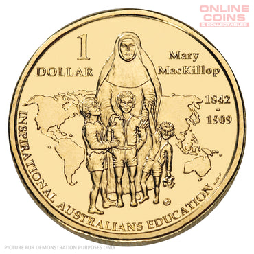 2008 Royal Australian Mint - Inspirational Australians - Mary Mackillop - Uncirculated $1 carded coin