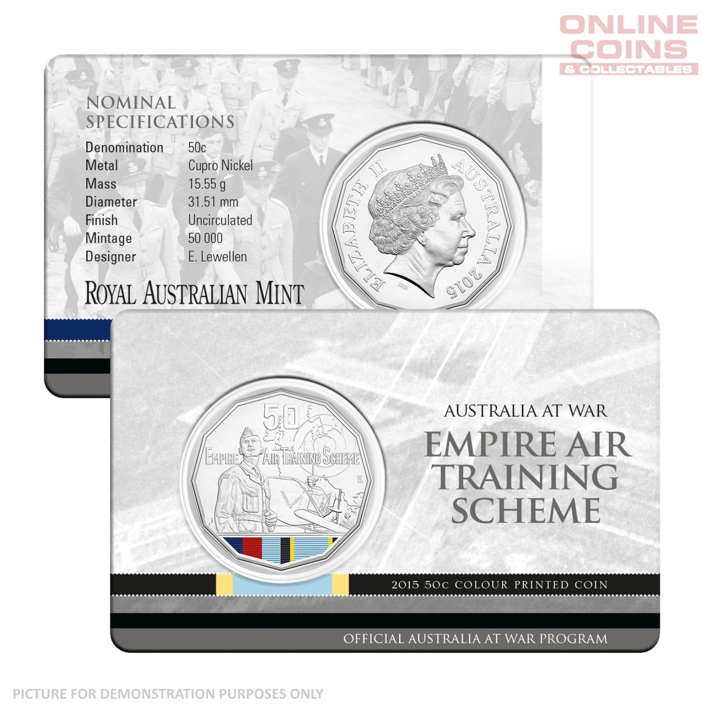 2015 50c Uncirculated Carded Coin - Australia At War Empire Air Training Scheme