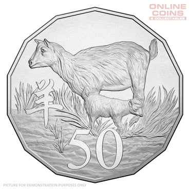 2015 50c Tetra-Decagon Uncirculated Carded Coin - Year of the Goat