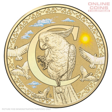 2016 $1 Coloured Alphabet Frosted Coin In Card - C For Cockatoo