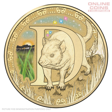 2016 $1 Coloured Alphabet Frosted Coin In Card - D For Devil