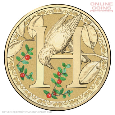 2016 $1 Coloured Alphabet Frosted Coin In Card - H For Honeyeater