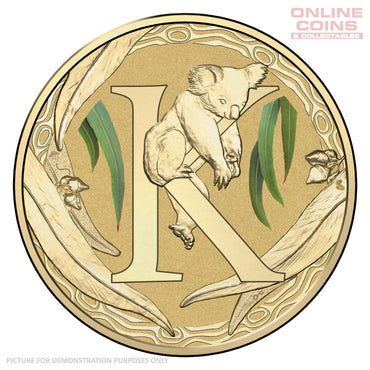 2016 $1 Coloured Alphabet Frosted Coin In Card - K for Koala