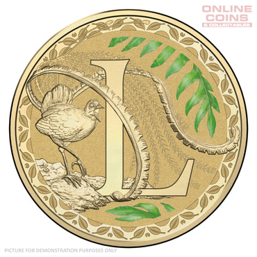 2016 $1 Coloured Alphabet Frosted Coin In Card - L For Lyrebird