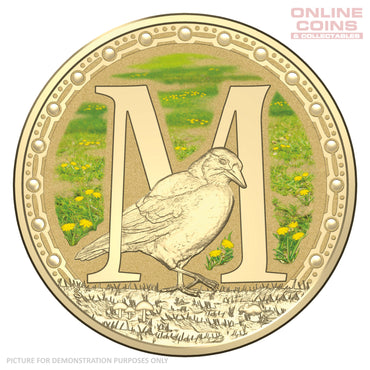 2016 $1 Coloured Alphabet Frosted Coin In Card - M For Magpie