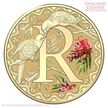 2016 $1 Coloured Alphabet Frosted Coin In Card - R for Rosella