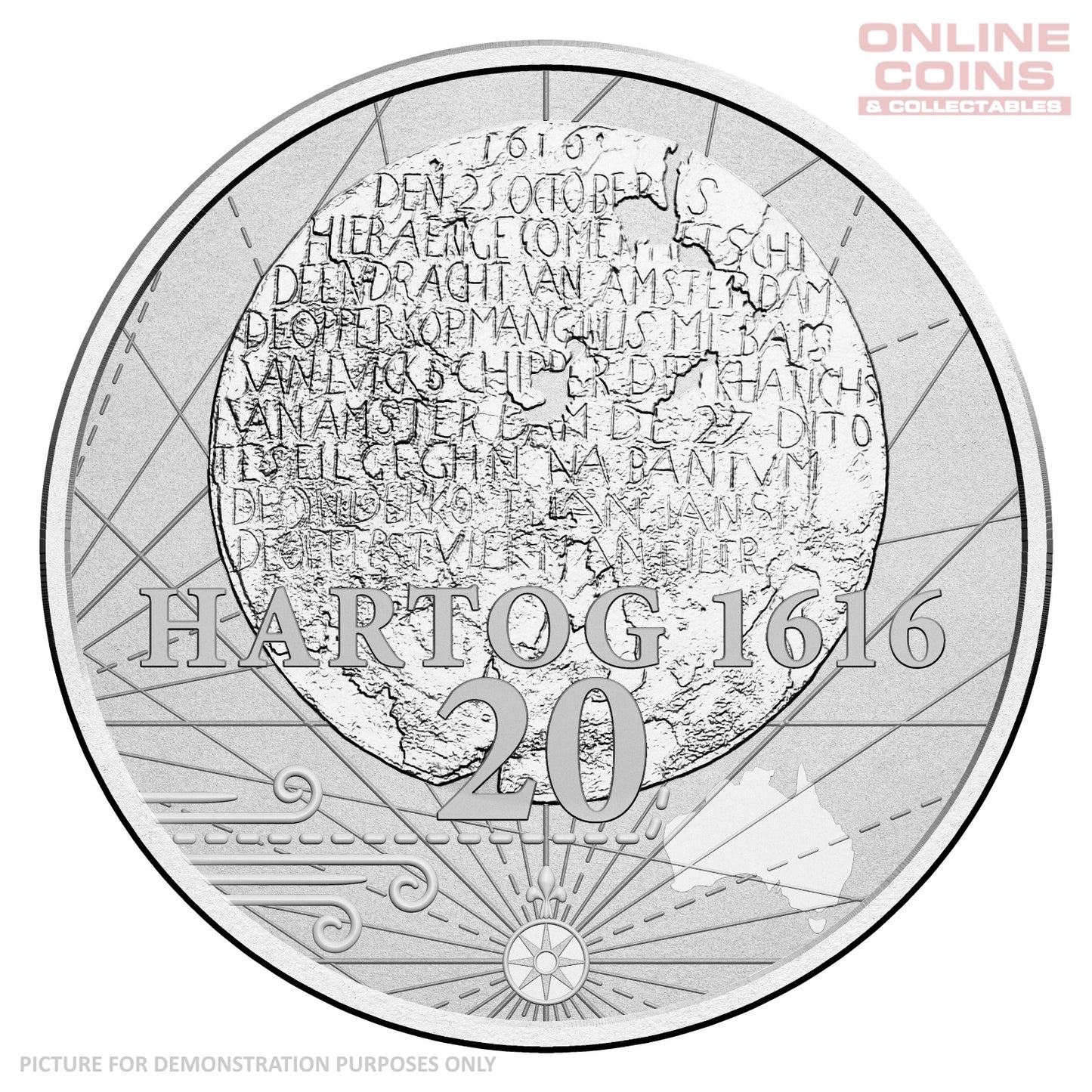 2016 20c Uncirculated Carded Coin - DIRK HARTOG'S LANDFALL