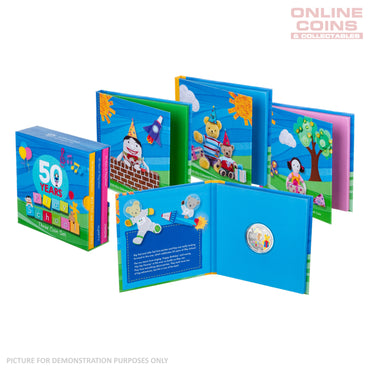 2016 50c Coloured Uncirculated Carded Coin - 50th Anniversary of Play School Books