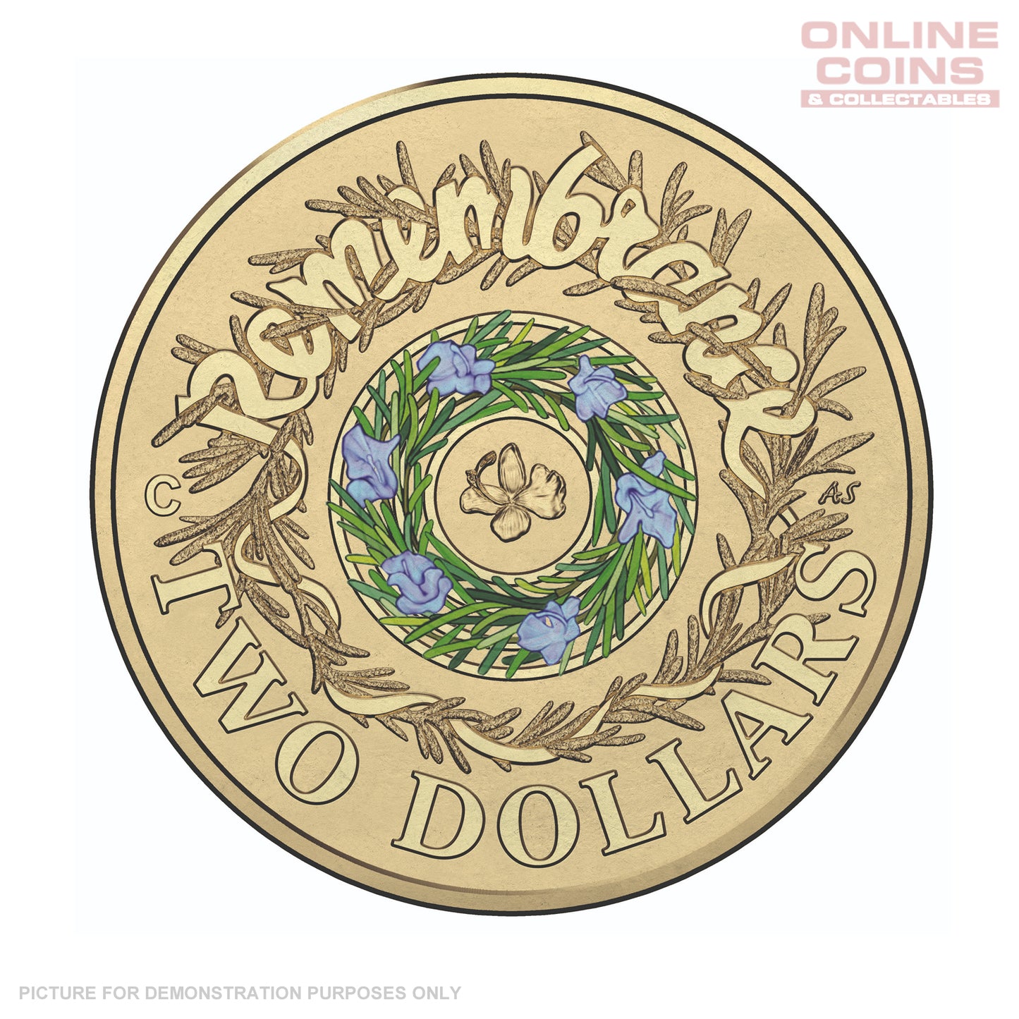 2017 $2 'C' Mintmark Coloured Uncirculated Coin In Card - Remembrance Day