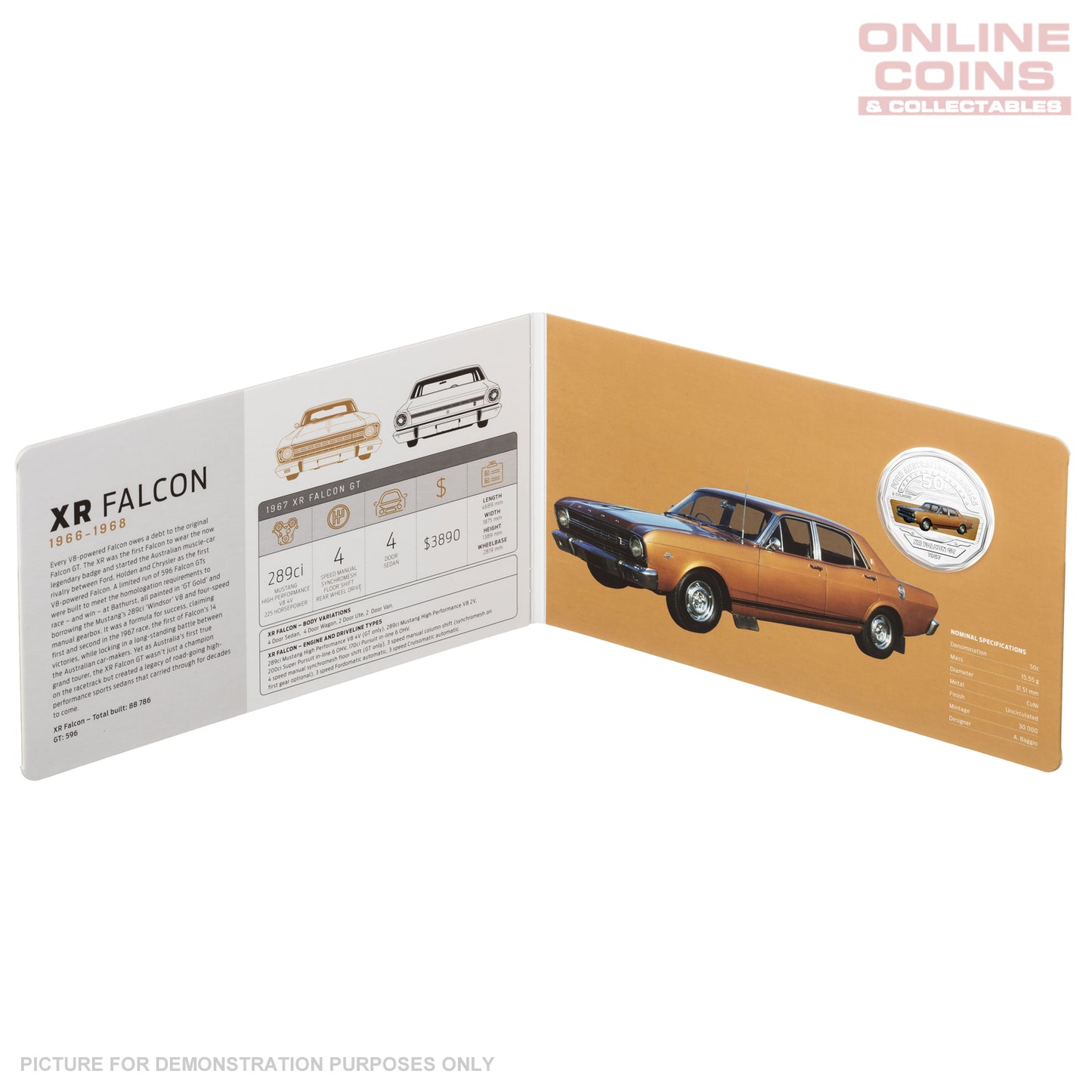 2017 Royal Australian Mint Ford Classics 50c Coin In Card - XR Falcon
