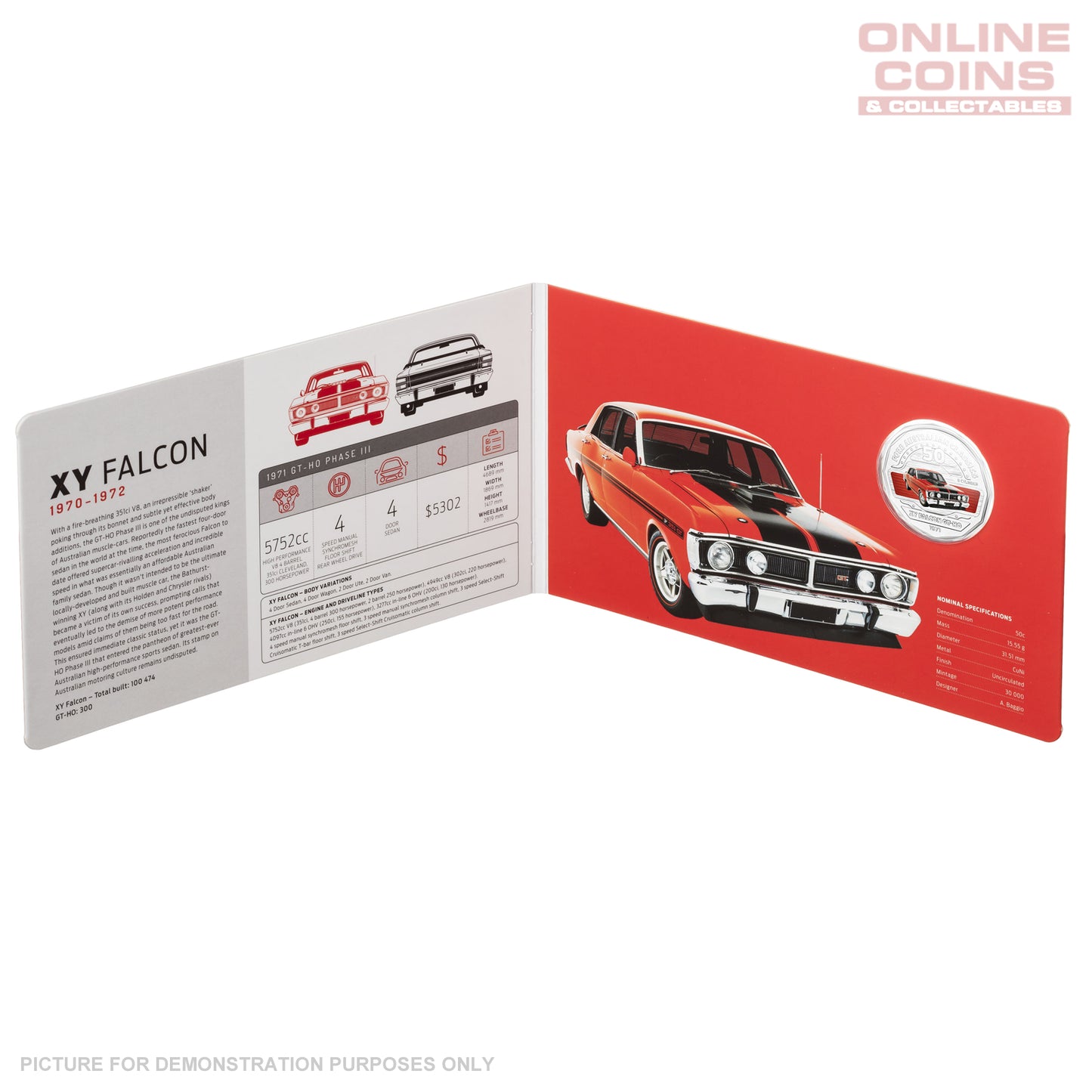 2017 Royal Australian Mint Ford Classics 50c Coin In Card - XY Falcon