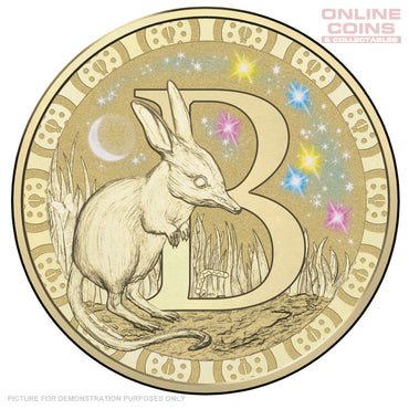 2017 $1 Coloured Alphabet Frosted Coin In Card - B For Bilby