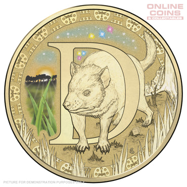 2017 $1 Coloured Alphabet Frosted Coin In Card - D For Devil