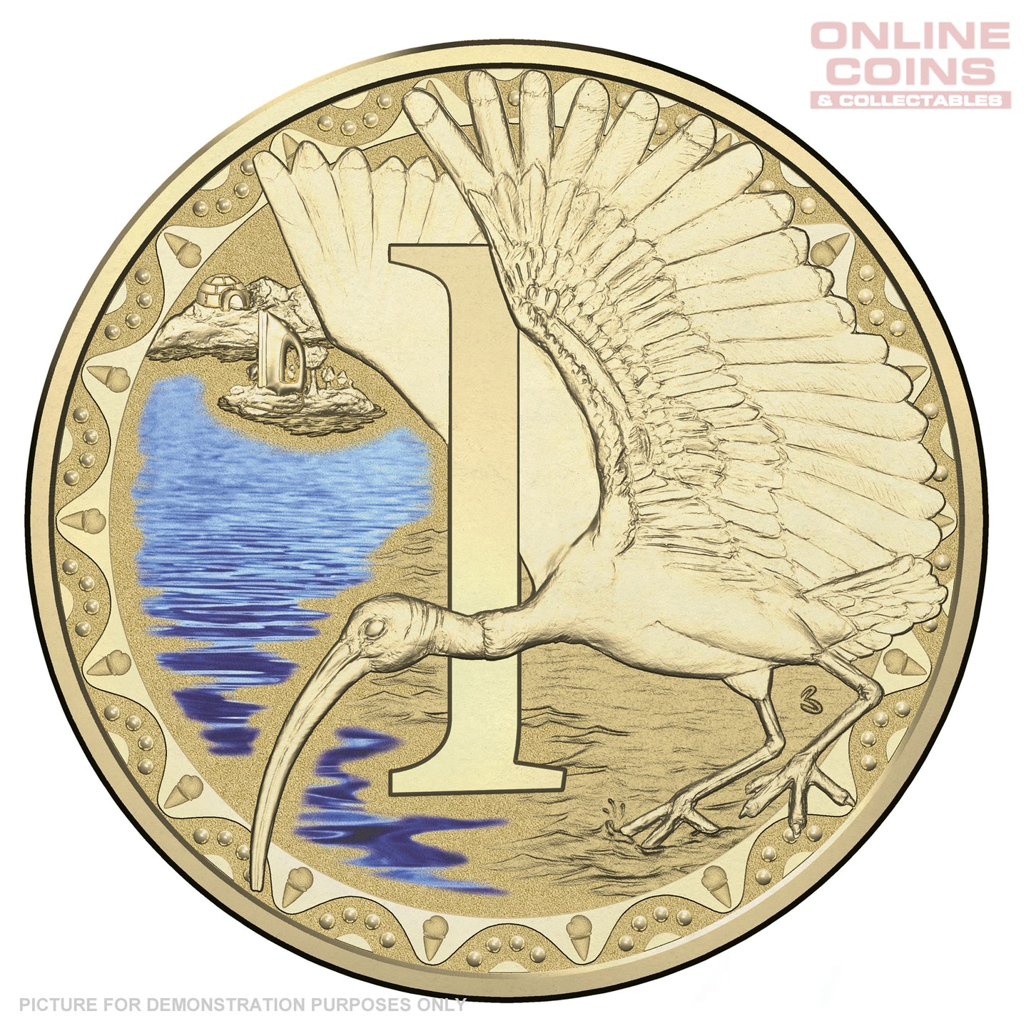 2017 $1 Coloured Alphabet Frosted Coin In Card - I For Ibis