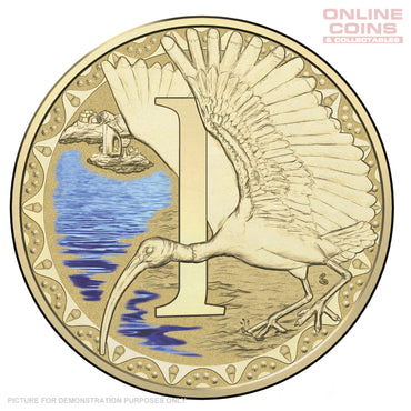 2017 $1 Coloured Alphabet Frosted Coin In Card - I For Ibis