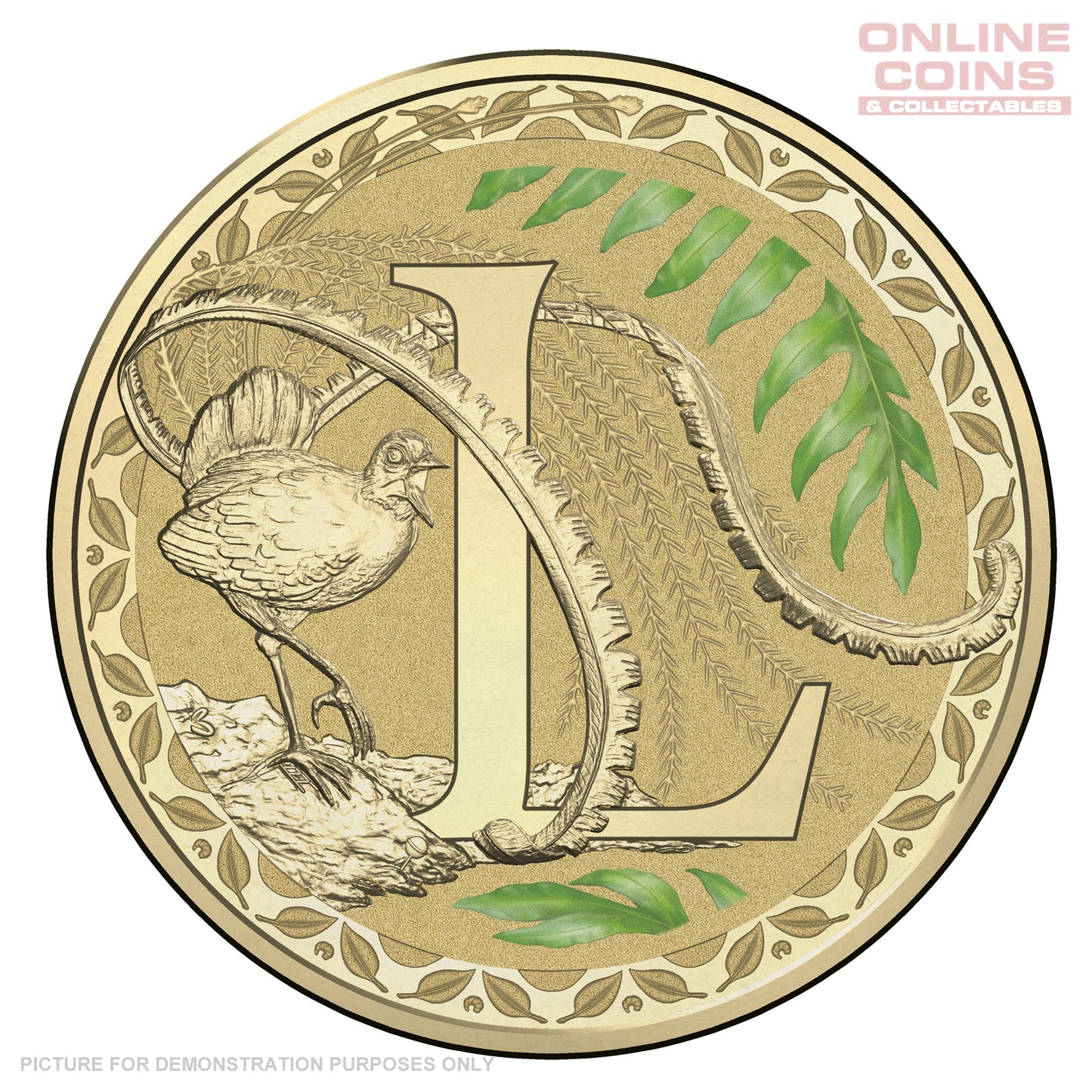 2017 $1 Coloured Alphabet Frosted Coin In Card - L For Lyrebird