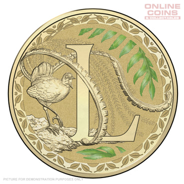 2017 $1 Coloured Alphabet Frosted Coin In Card - L For Lyrebird