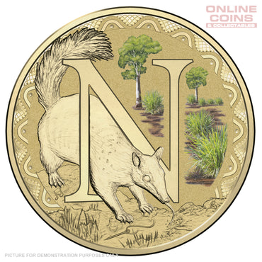 2017 $1 Coloured Alphabet Frosted Coin In Card - N For Numbat
