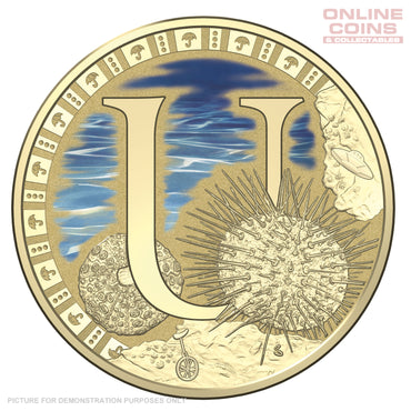 2017 $1 Coloured Alphabet Frosted Uncirculated Coin In Card - U For Urchin