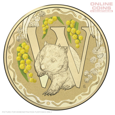 2017 $1 Coloured Alphabet Frosted Uncirculated Coin In Card - W For Wombat