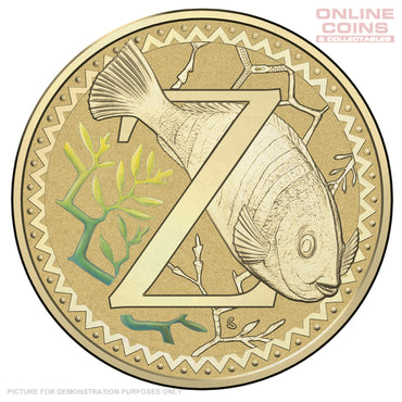 2017 $1 Coloured Alphabet Frosted Uncirculated Coin In Card - Z For Zebra Fish