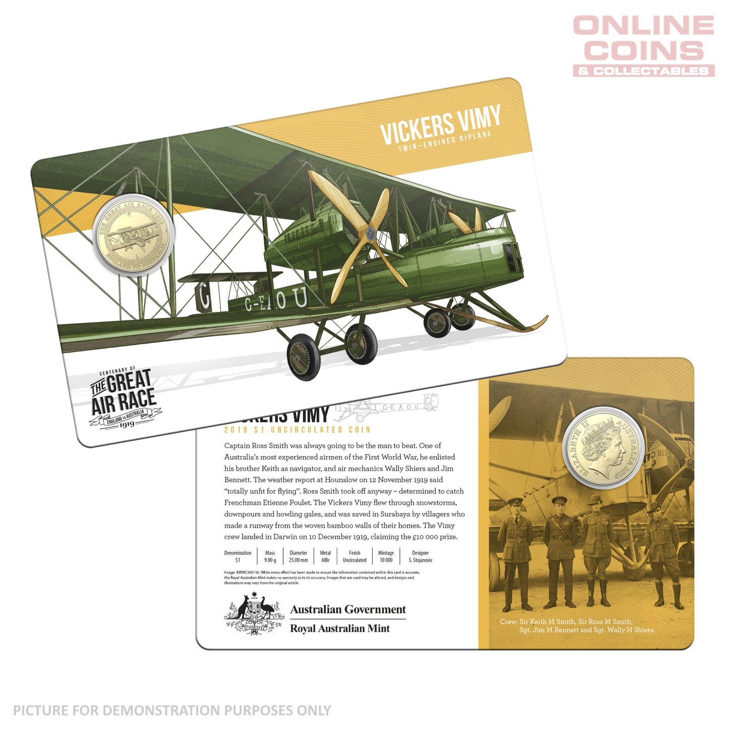 2019 Centenary of the Great Air Race - Uncirculated $1 Coin Collection In Tin