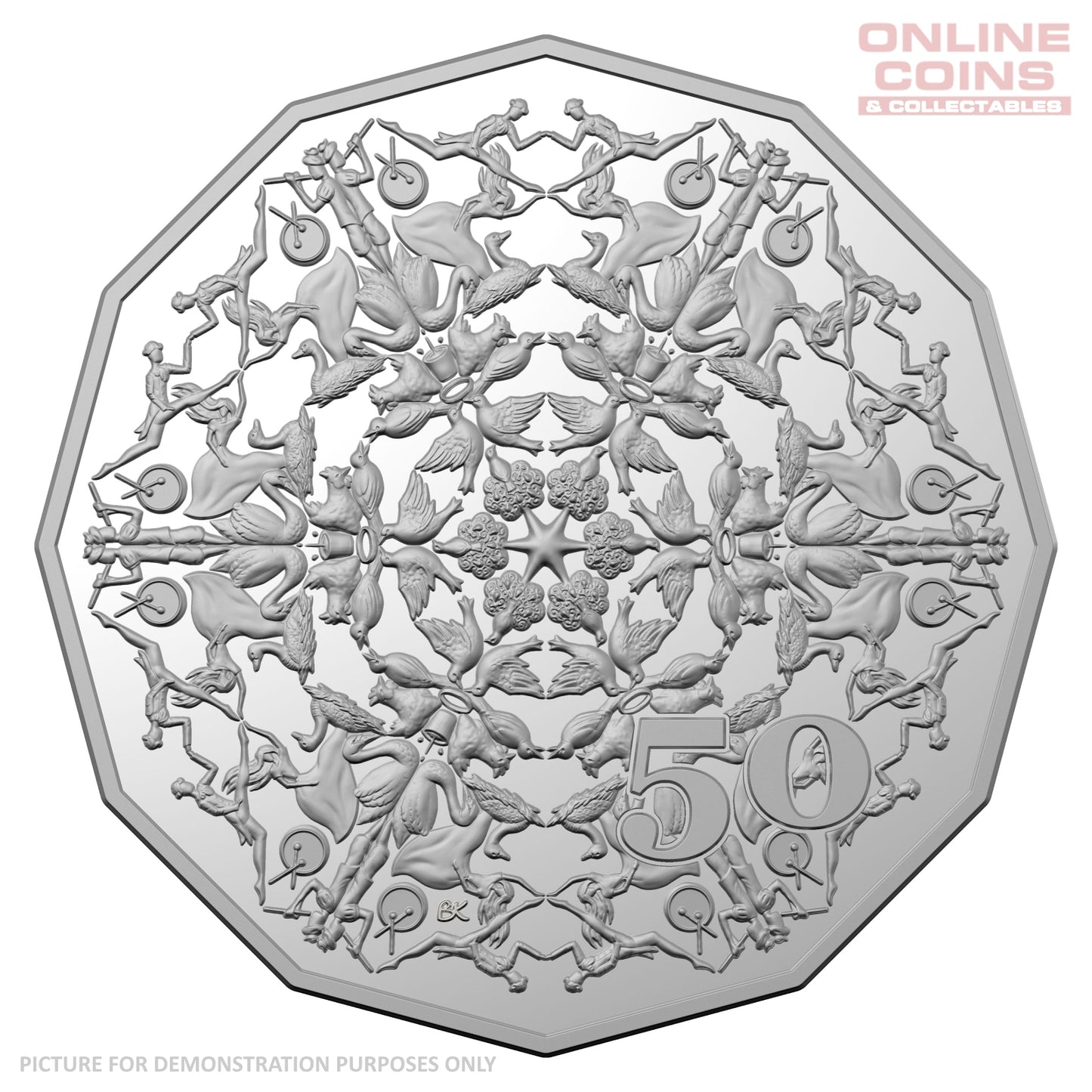 2019 50c CuNi Uncirculated Carded Coin - Christmas Red