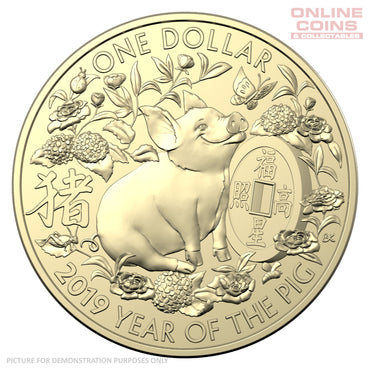 2019 $1 AlBr Uncirculated 3 Coin Set - Lunar Calendar Year of the Pig