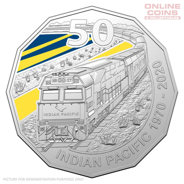 2020 50c CuNi Coloured Uncirculated Carded Coin - 50th Anniversary of the Indian Pacific