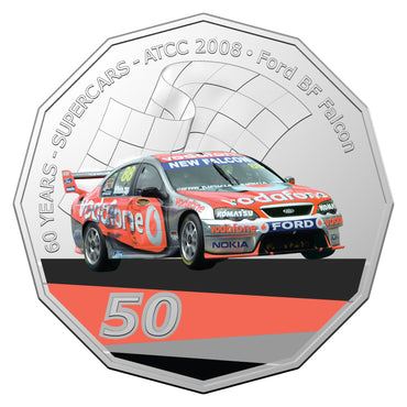 2020 50c CuNi Uncirculated Carded Coin - 60 Years of Supercar Champions Single Coins - Ford BF Falcon
