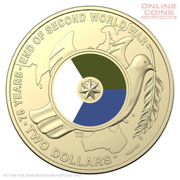 2020 RAM - 75th Anniversary of the End of WWII - Coloured $2 Coin in Downies Card