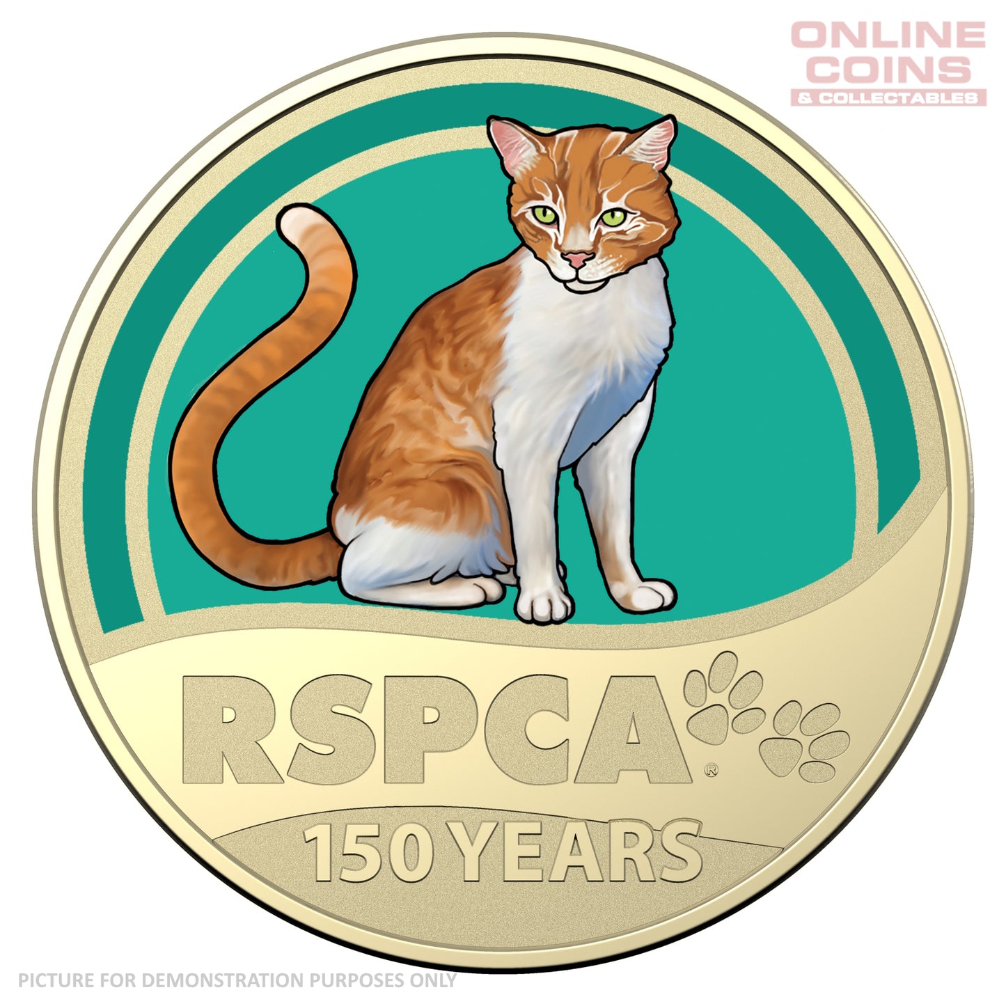 2021 $1 AlBr Coloured Uncirculated Carded Coin - RSPCA Cat