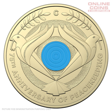 2022 $2 AlBr C Mintmark Coloured Uncirculating Carded Coin - 75th Anniversary of Peacekeeping