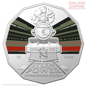 2022 50c CuNi Coloured Uncirculated Carded Coin – Commonwealth Railways NM Class NM25