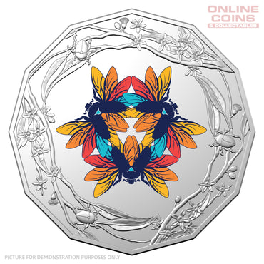 2022 50c CuNi Coloured Uncirculated Carded Coin - Christmas Decoration Beetle - YELLOW