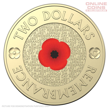 2022 $2 AlBr C Mintmark Coloured Uncirculated Carded Coin – Remembrance Day