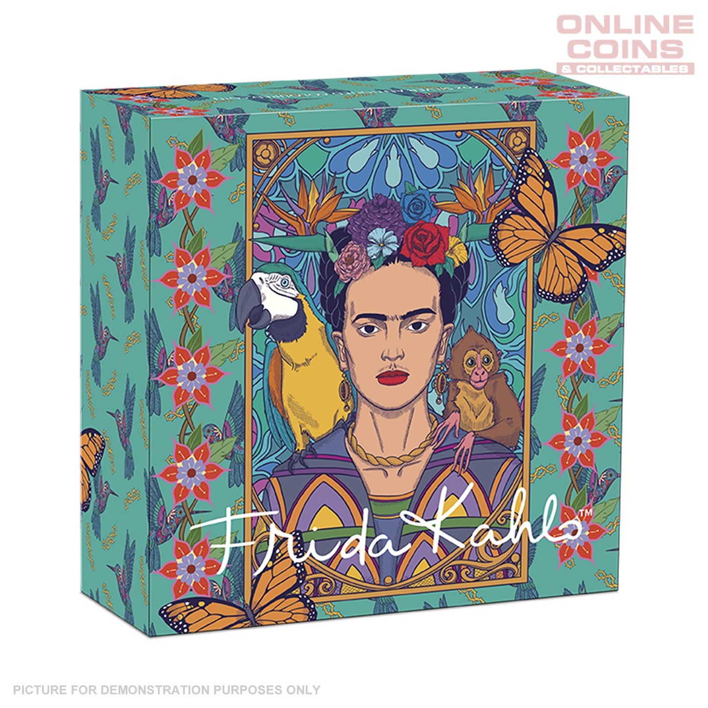 2024 Perth Mint 2oz Silver Antiqued Coloured Coin - Frida Kahlo