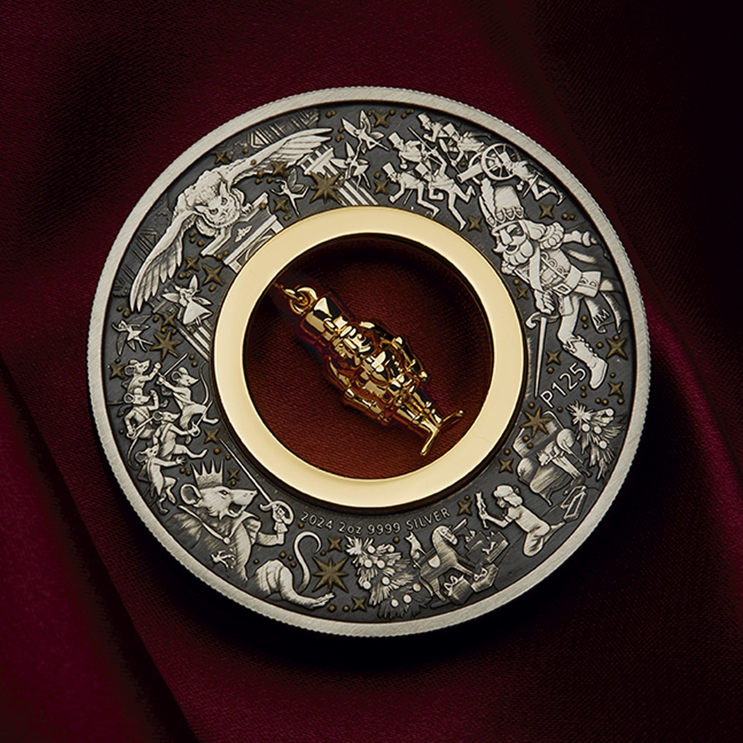 2024 Perth Mint 2oz Silver Antiqued Coloured Coin - The Christmas Nutcracker