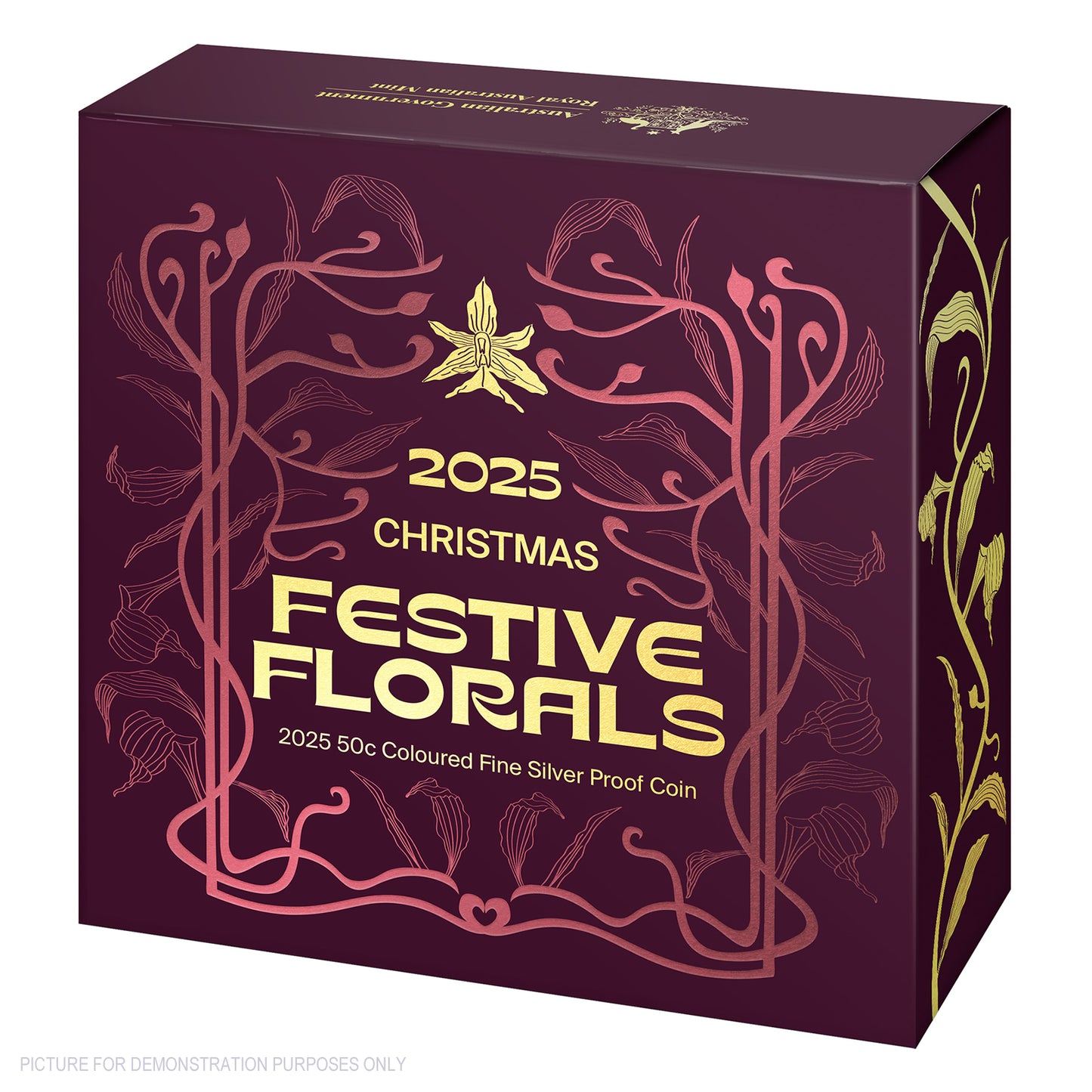 2025 RAM 50c Coloured Fine Silver Proof Coin - Christmas Festive Florals