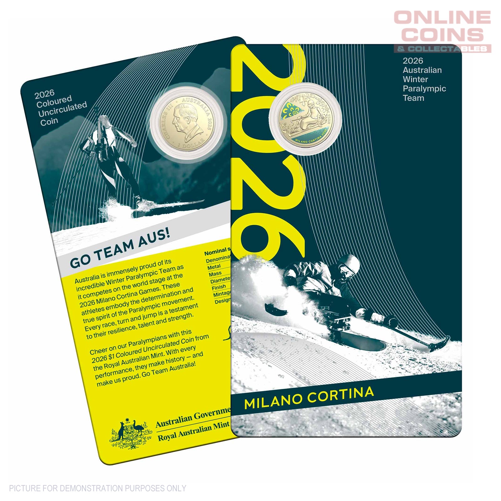 2026 RAM $1 AlBr Coloured Uncirculated Coin - Winter Paralympics