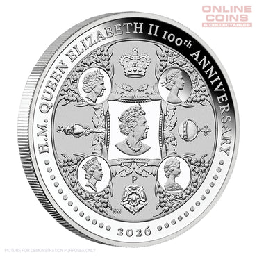 2026 Perth Mint QEII 100th Birthday 1oz Silver Proof Coin