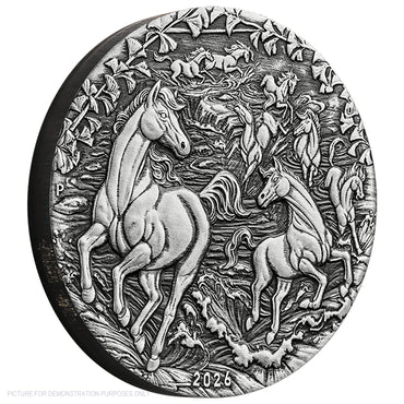 2026 Perth Mint 2oz Silver Aniqued Coin - Australian Lunar Series III – Year of the Horse